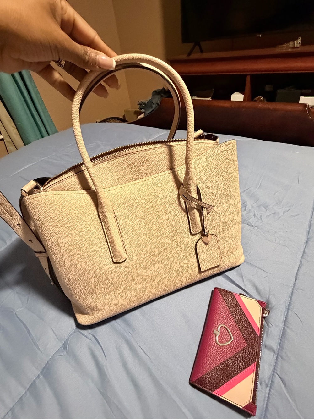 kate spade Cream Pebbled Leather Satchel Tote